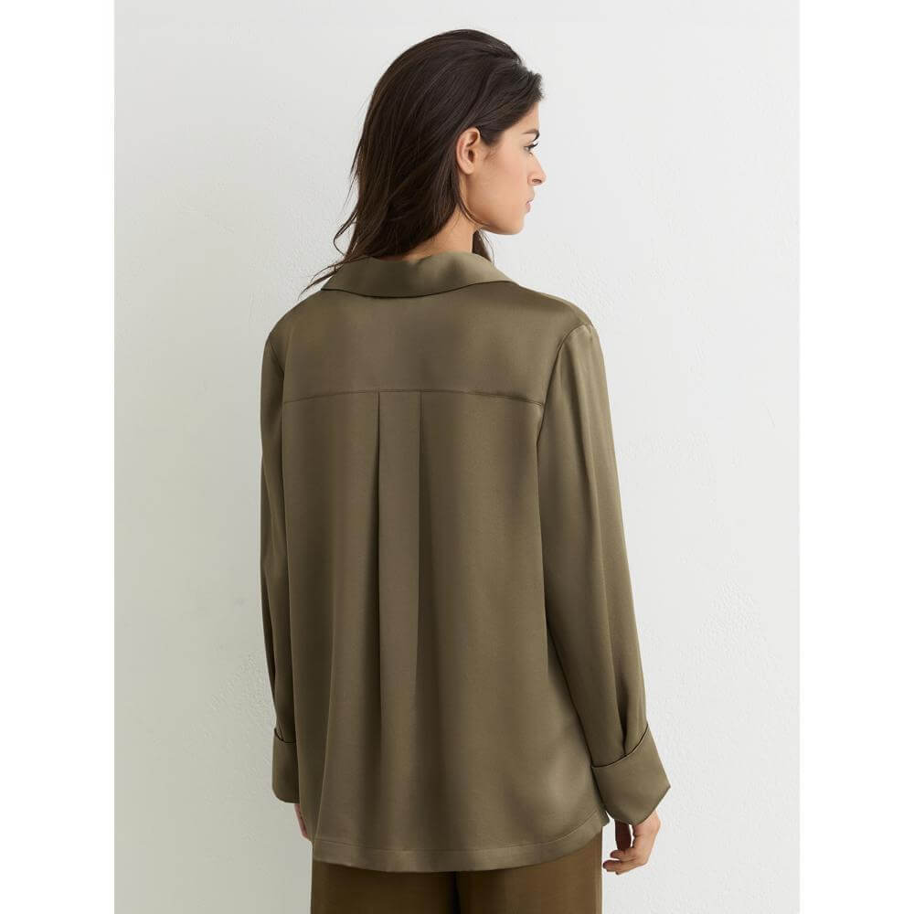 REISS Marina Silk Open-Collar Blouse